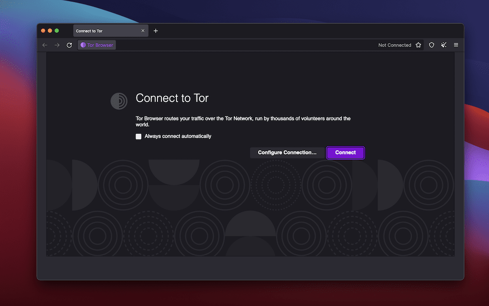 Tor Browser toolbar showing the shield icon used to open security and connection settings